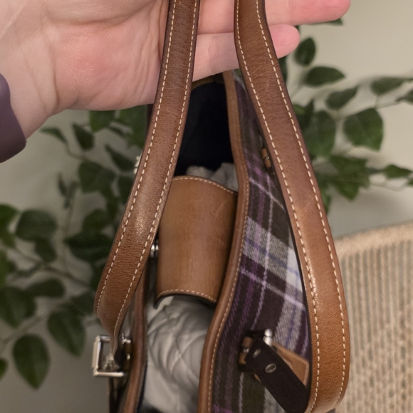 Coach Vintage Plaid Wool Purple Tote - Picture 5 of 7